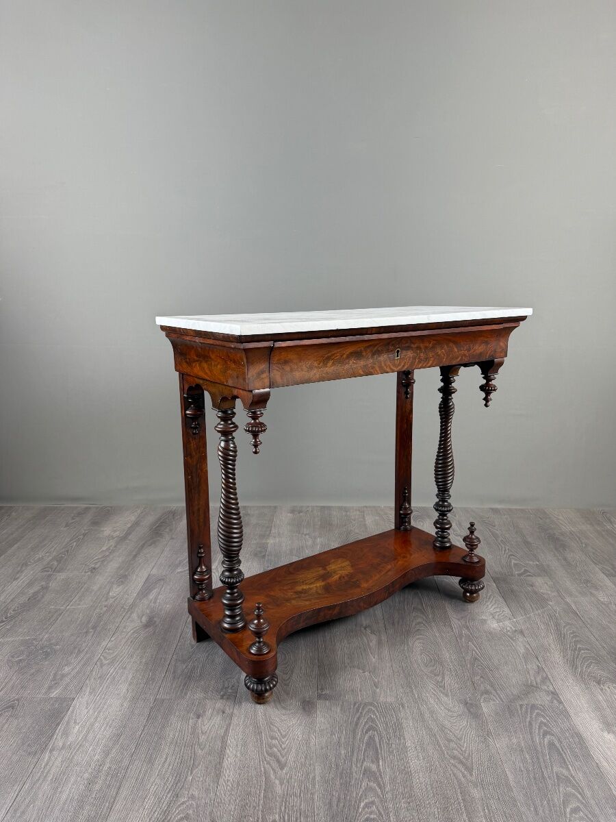 Console Napoléon III en acajou et marbre blanc, XIXe Siècle