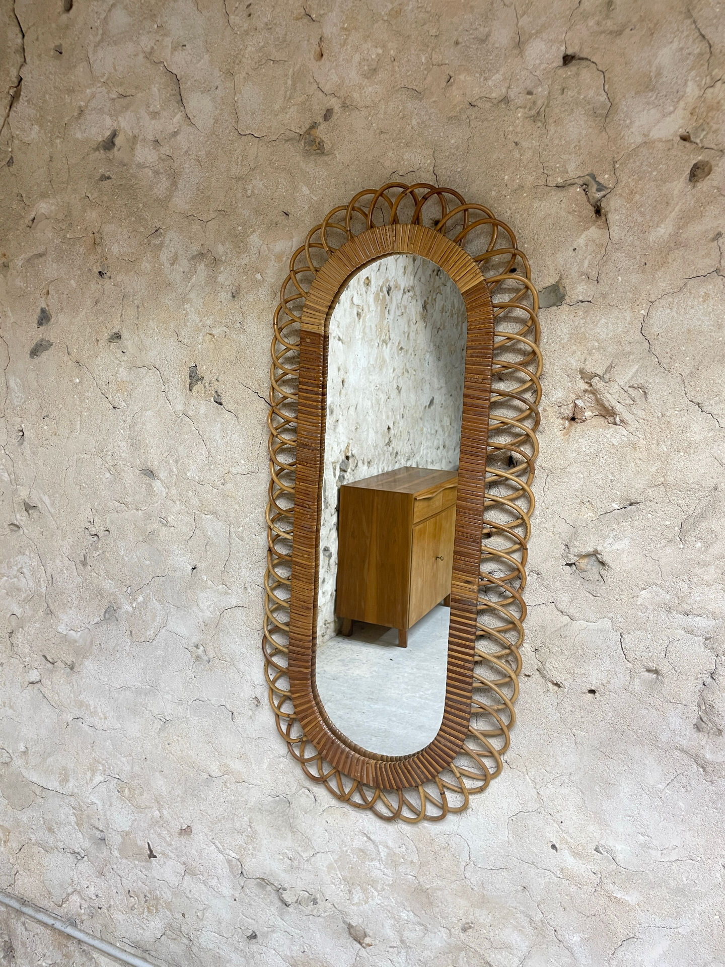 Vintage rattan mirror
