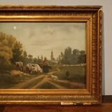 Peinture À L'huile Antique Sur Toile Fine 800 Signée Piero Porrini