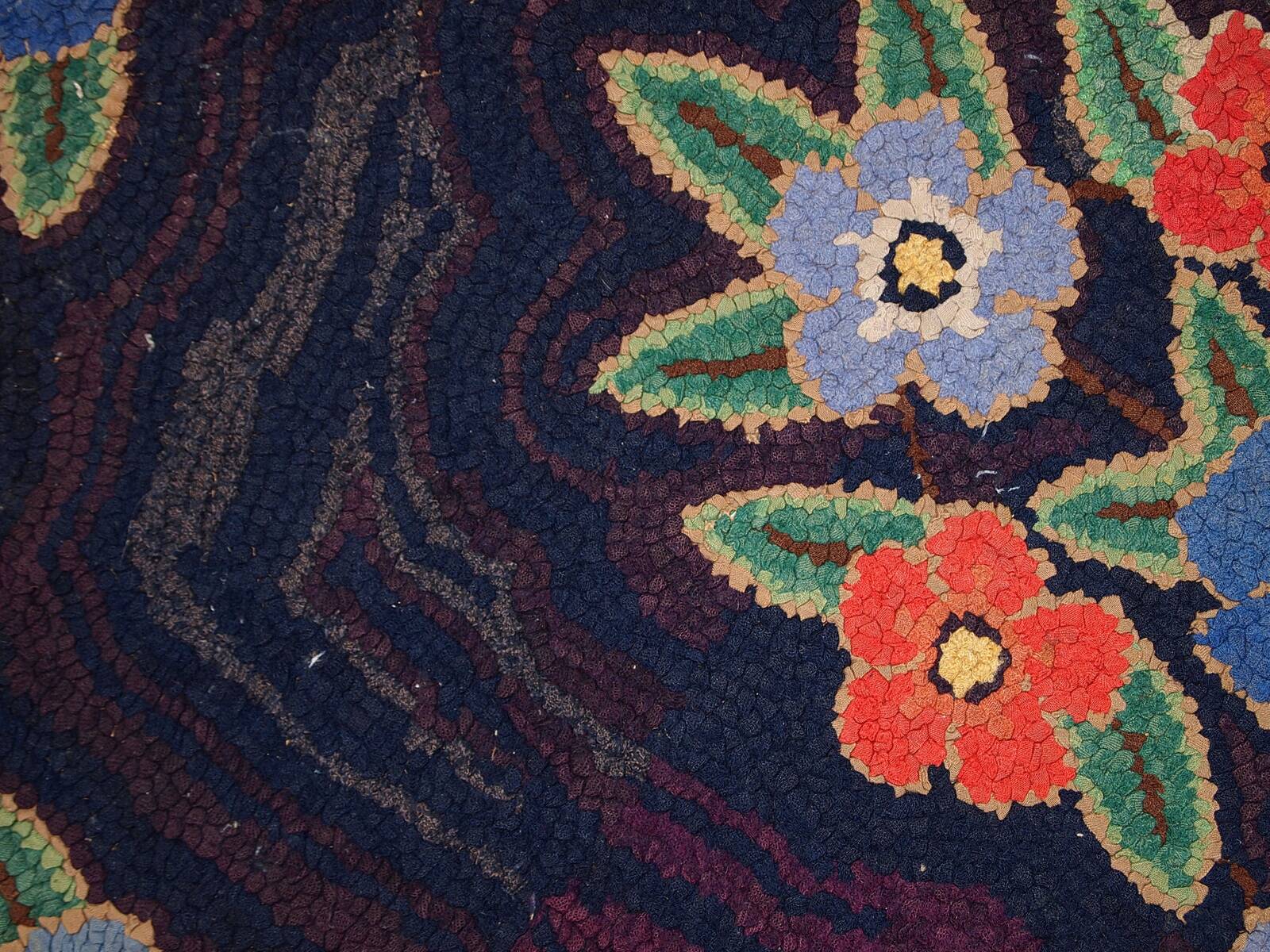 Tapis Hooked Antique Américain, Années 1920, Pièce Unique et Inachevée
