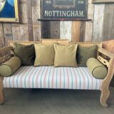 Antique Continental Pine Settle Bench sofa