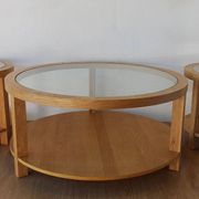 Round Tables with Glass Tops, Set of 3.
