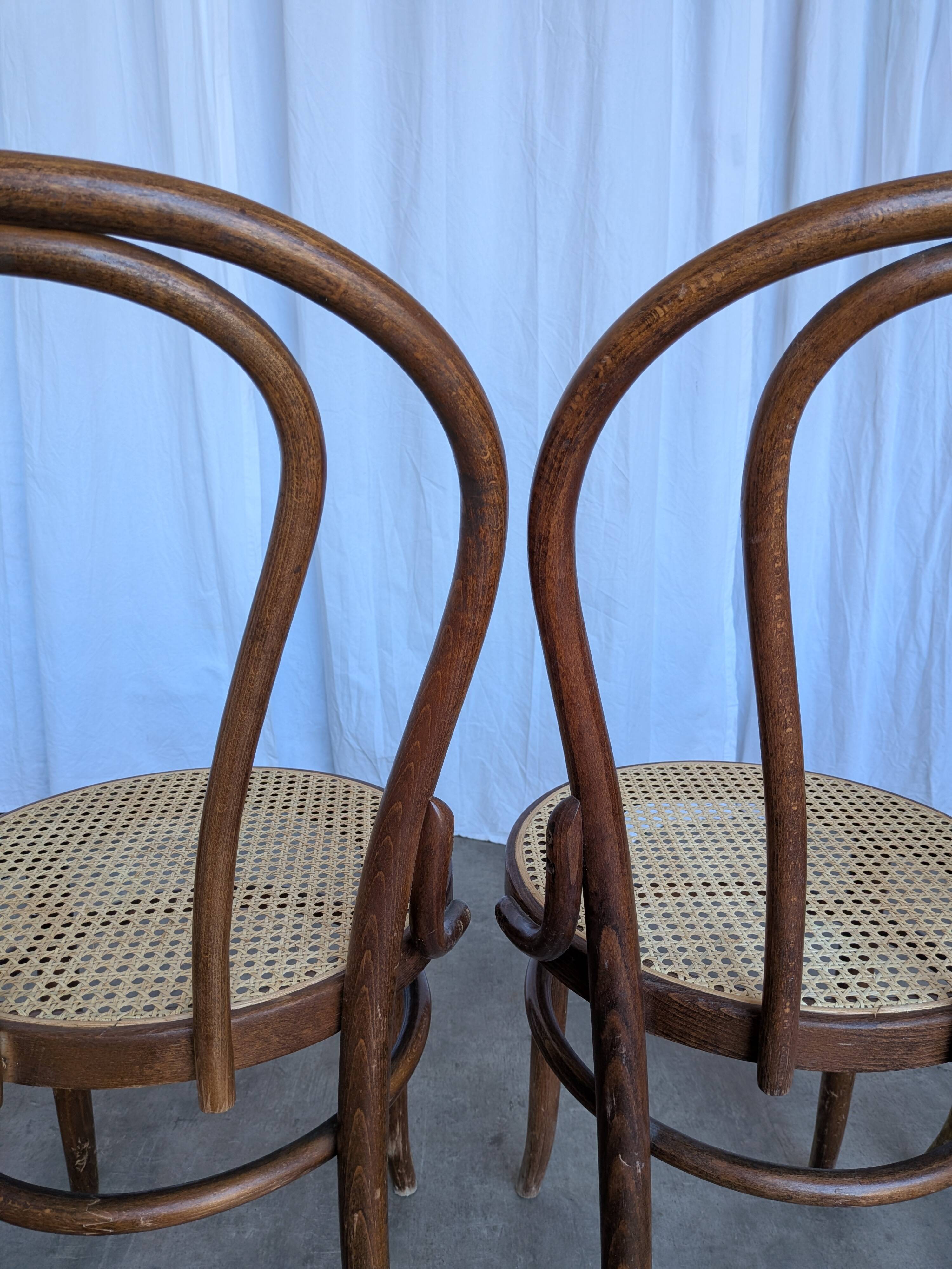 Set of 6 Bentwood Dining Chairs with Cane Seat / Bistro Thonet Style Chairs