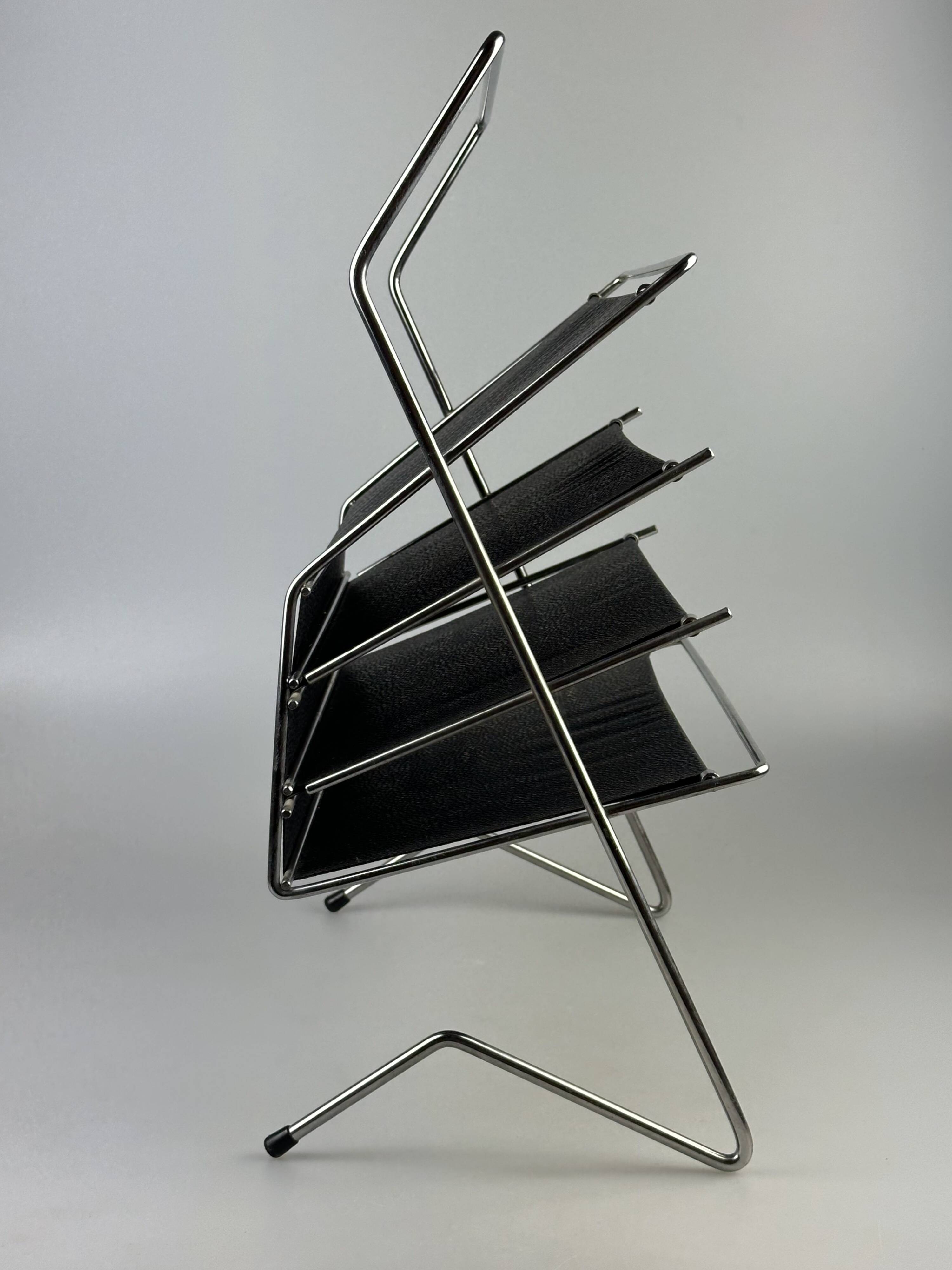 1960s 1970s Newspaper Holder in Metal & Plastic Space Age Design