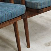 Pair of blue boomerang armchairs by Antonin Suman for Ton (Thonet) 1960