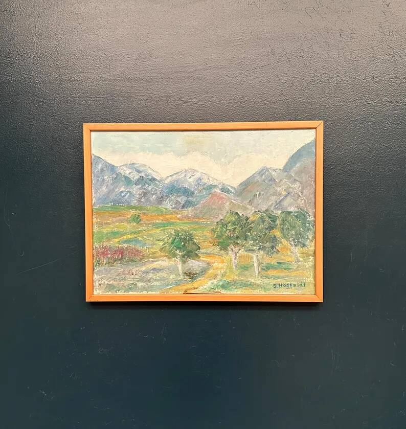 Original Swedish Oil on Canvas – "Landscape" by S. Högfeldt – Signed – Vintage and Framed – 48 × 36 cm (18.9" × 14.2")