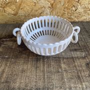 Coupe vide poche empire malicorne céramique blanche ajourée vintage #d