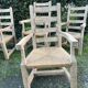 6 solid oak chairs - straw seats