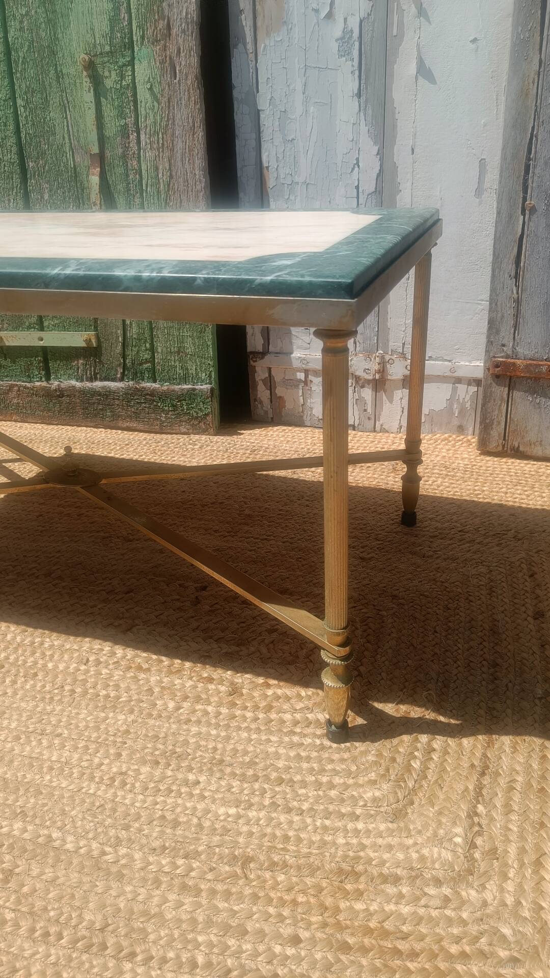 Marble & brass coffee table – Maison Jansen style – 1970s