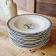 12 Luneville K&G soup plates, letter F