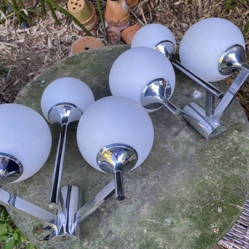 Pair of Sciolari-style opaline wall lights