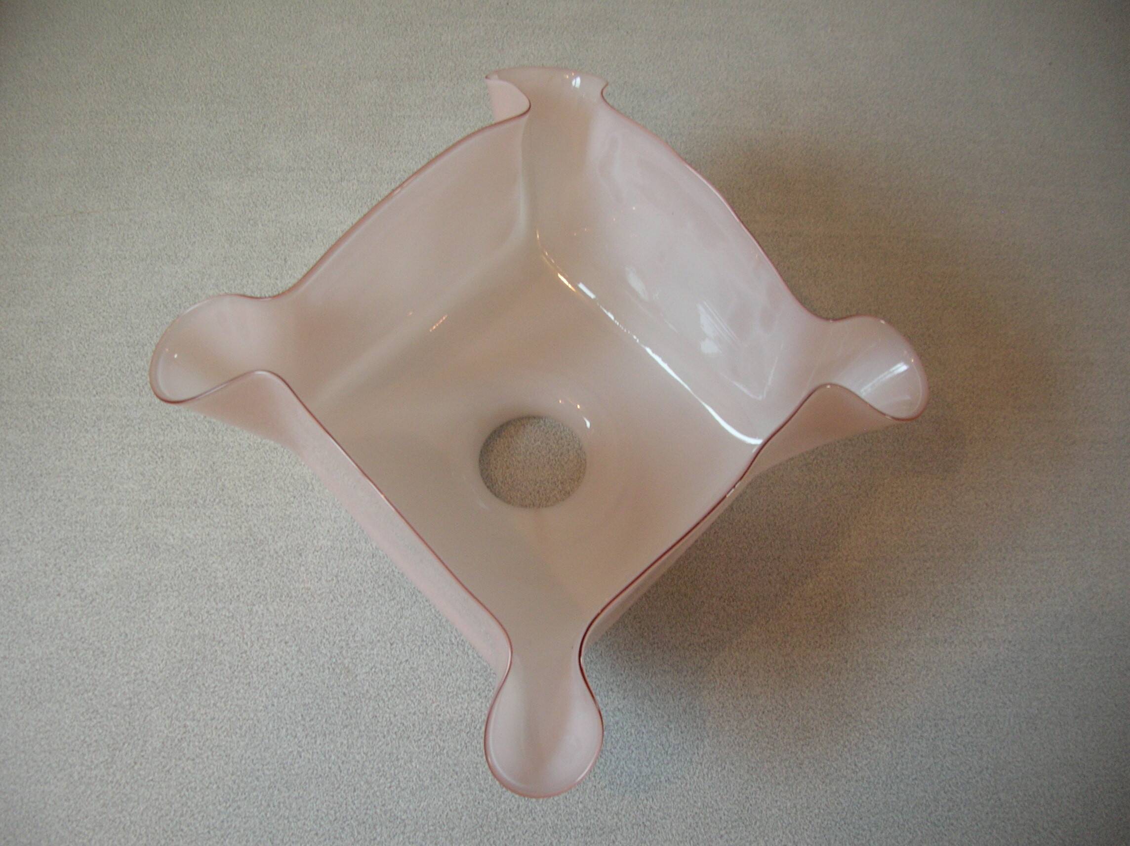 Old lampshade suspension ceiling light in pearl pink glass 26 cm vintage retro decoration