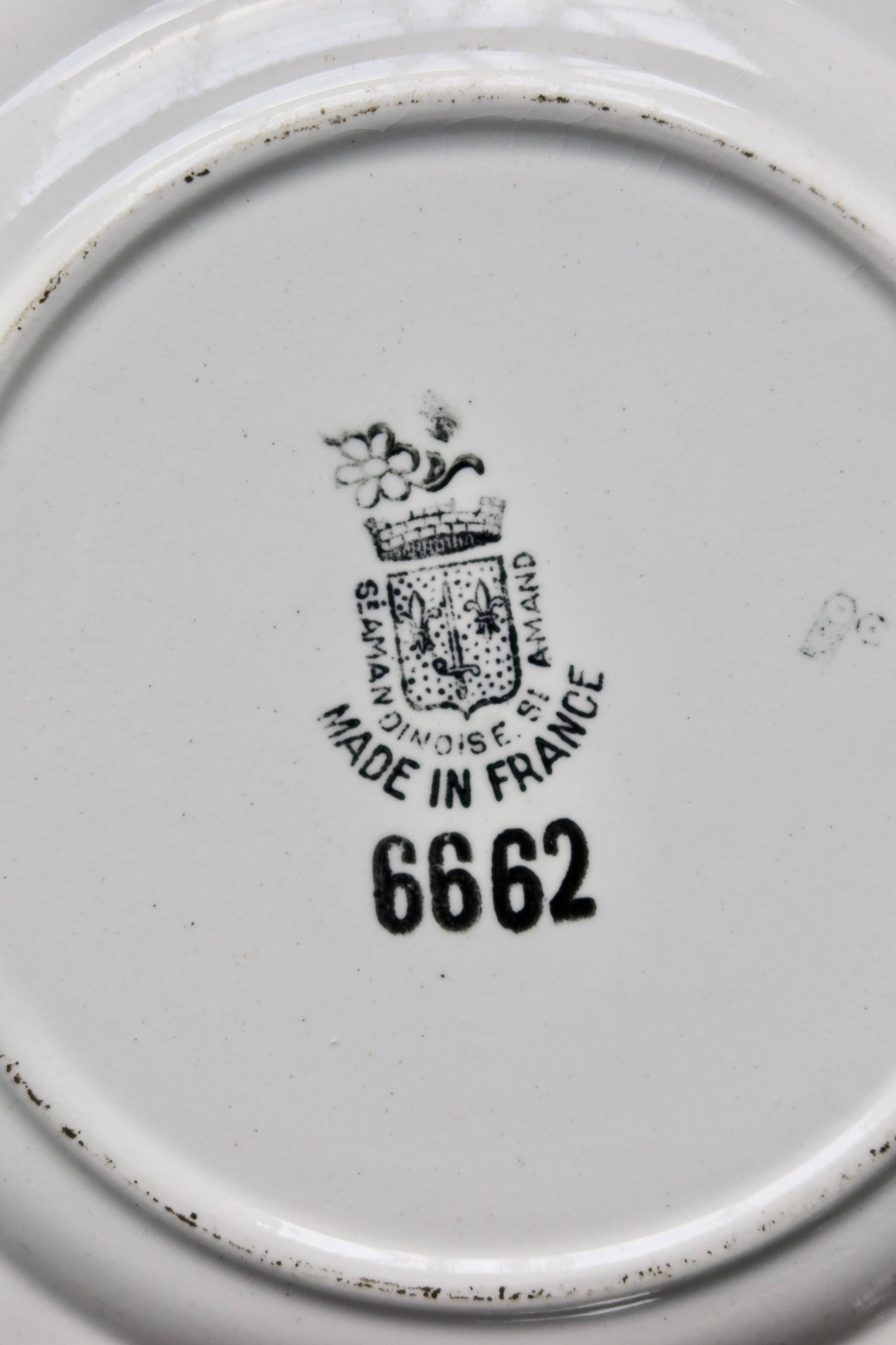 6 assiettes à dessert vintage carrées en faïence Saint Amandinoise