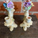 Pair of Double Candelabra Candle Holders CAPODIMONTE Polychrome Ceramic