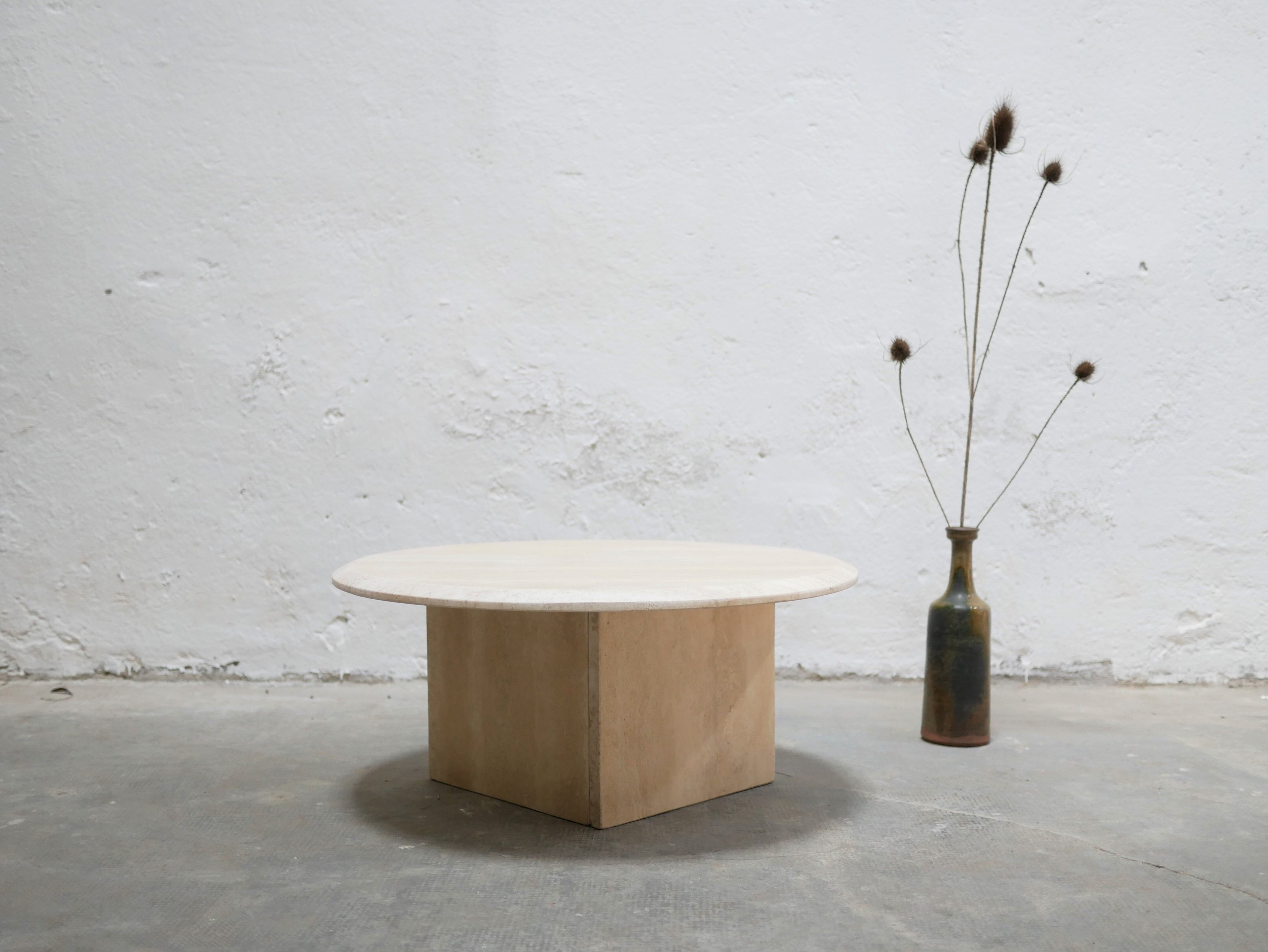 Vintage side table in travertine