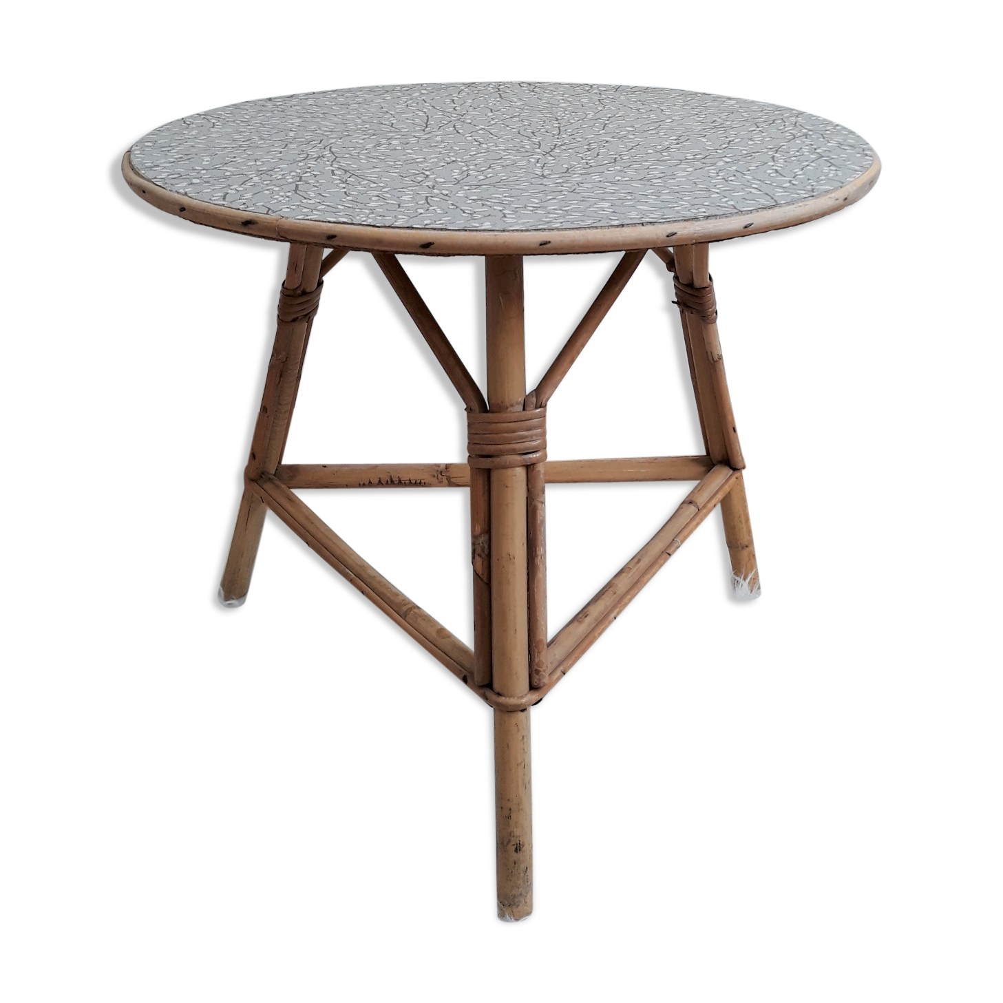 Table en rotin vintage 1960