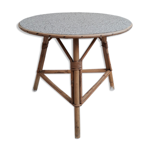 table en rotin vintage