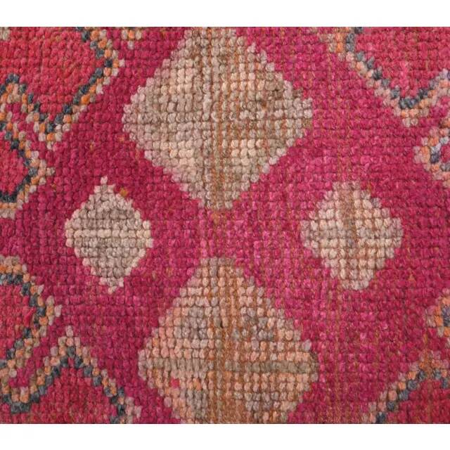 1970s vintage Turkish hand-knotted wool cotton pink runner rug 80x289