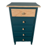 5-drawer chest of drawers revamped in blue shade and light wood