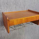Scandinavian bedside wall shelf in teak