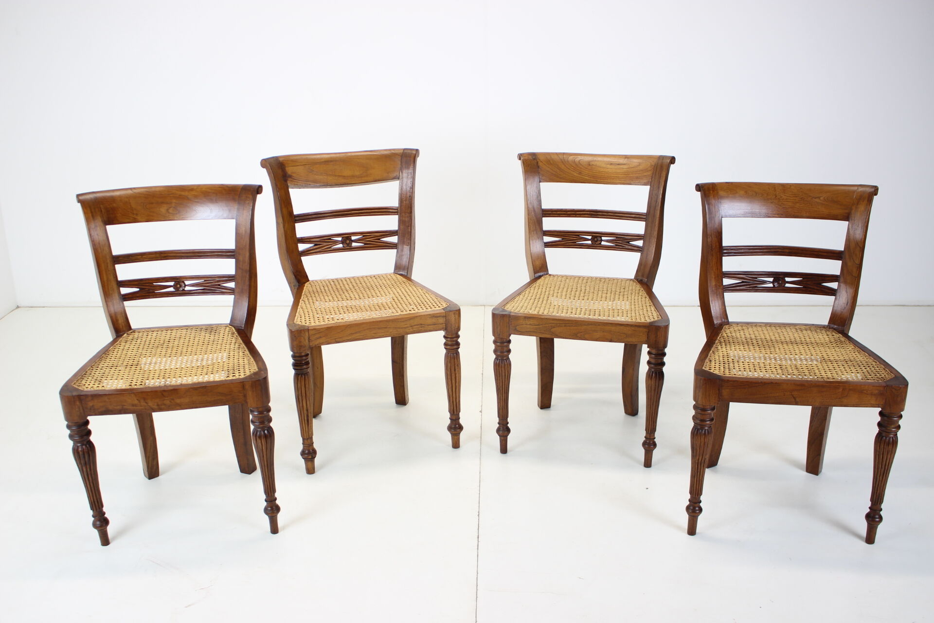 Set of Four Dining Chairs, made of solid Wood, 1950s,Czechoslovakia