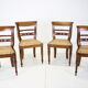 Ensemble de quatre chaises de salle à manger, en bois massif années 1950 Tchécoslovaquie