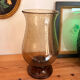 Smoky brown bubbled glass vase – flared tulip shape – vintage year