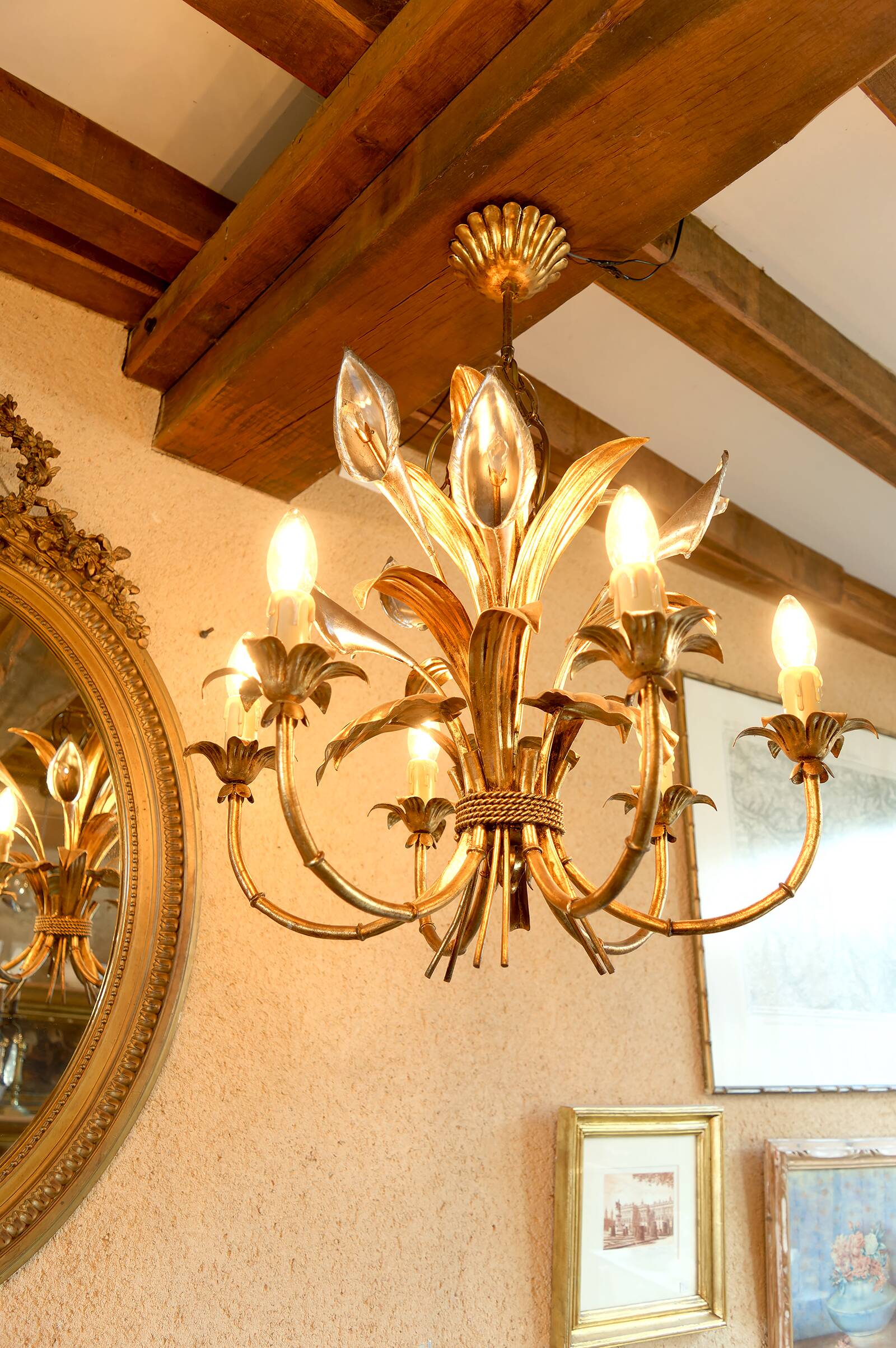 “Calla Lily” Chandelier by Hans Kögl, Hollywood Regency, c. 1970,