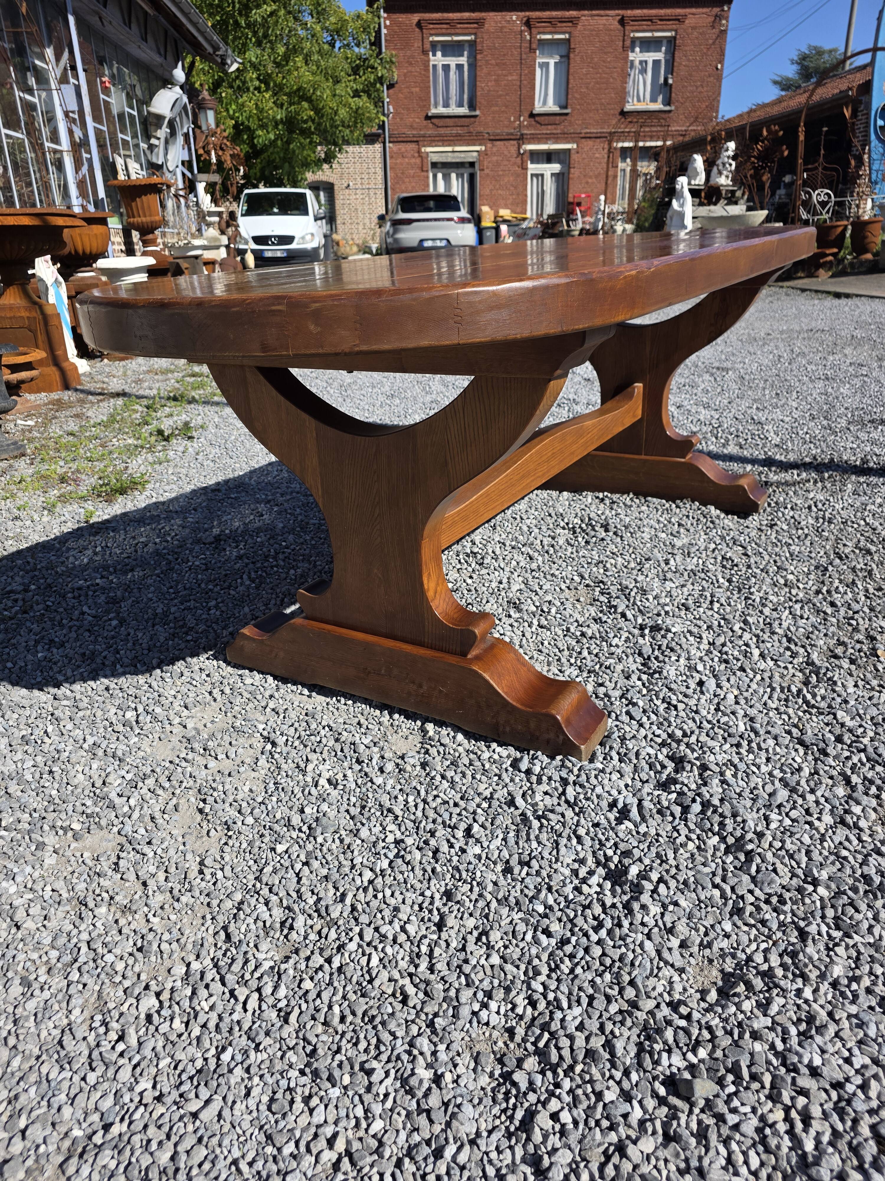 Solid oak farmhouse table, 220×90cm
