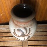 Old beige brown ceramic vase decor flowers w. germany vintage #a633