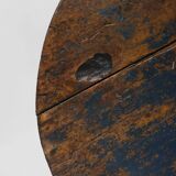 French round sidetable in oak with blue top and beautiful patina, ca. 1850