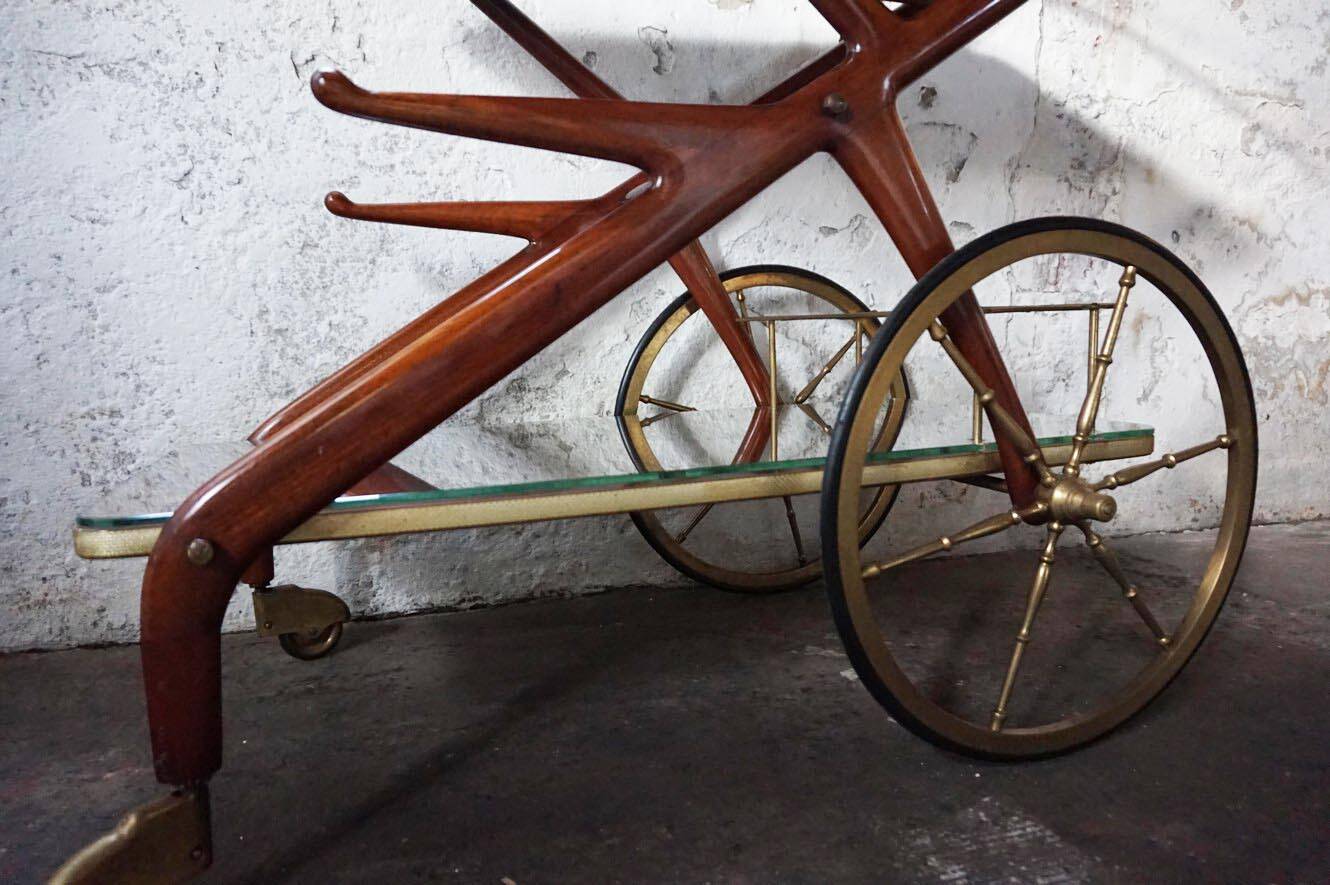 Mid-century bar cart/service cart by Cesare Lacca, 1950s.