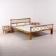 Bed 140 rattan and 2 vintage bedside tables