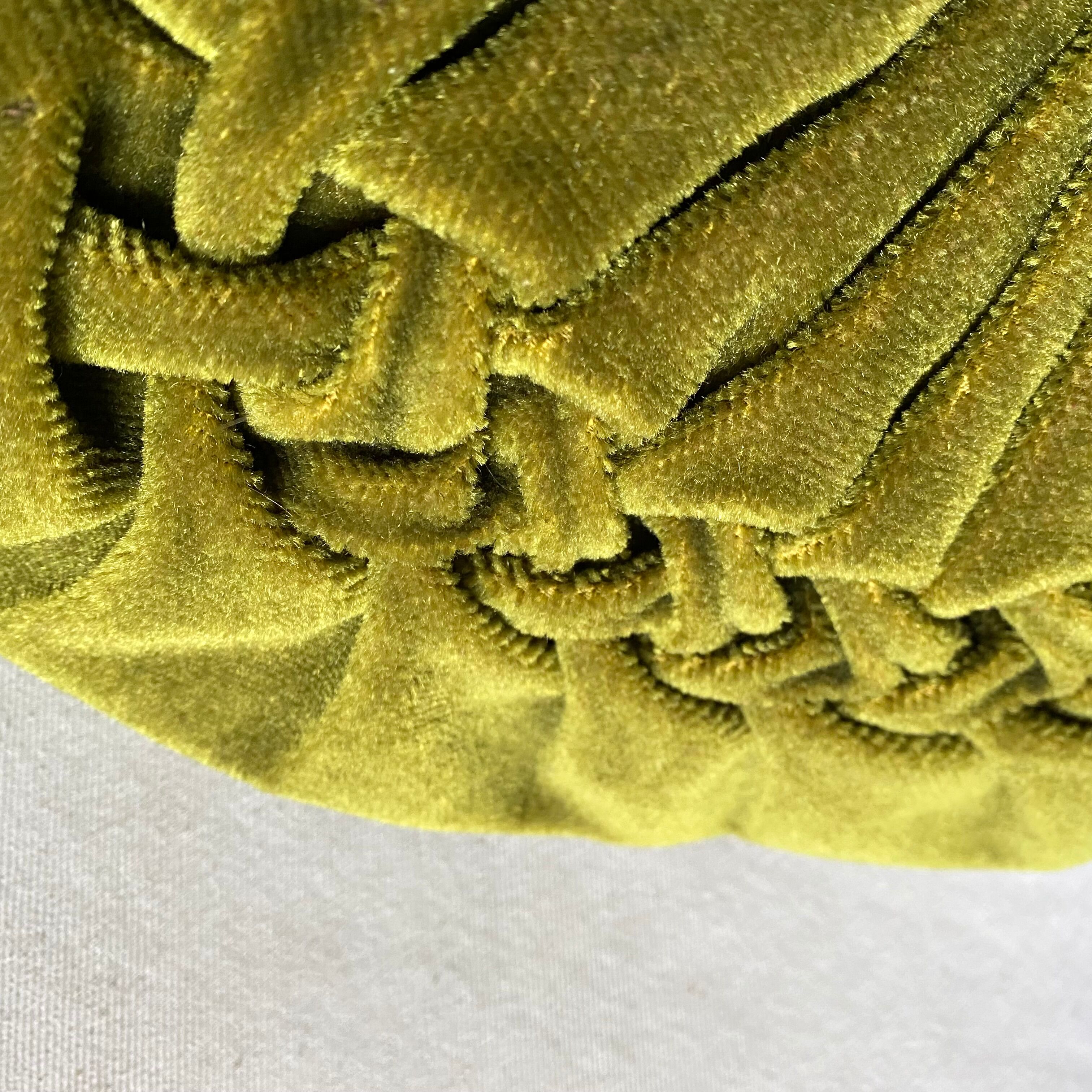 Vintage pleated velvet cushion