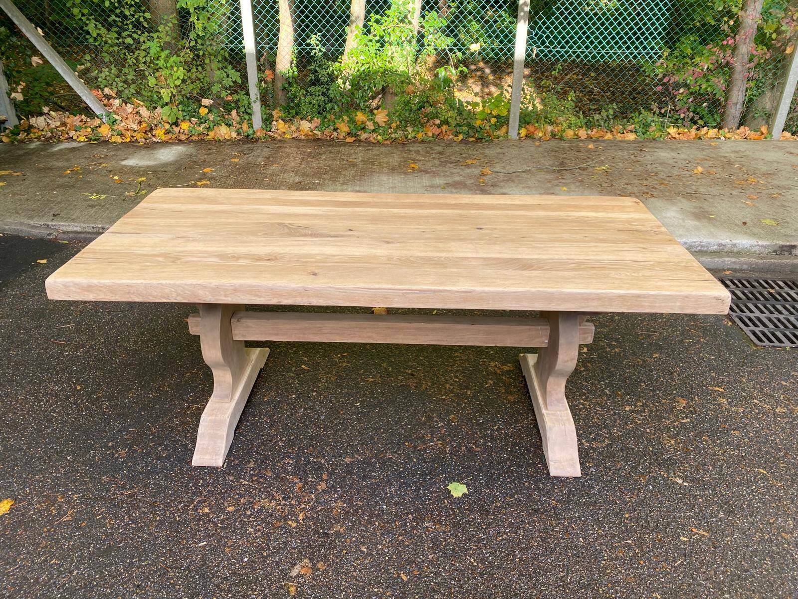 Table à manger de monastère rénovée en chêne massif du 19ème 200cm
