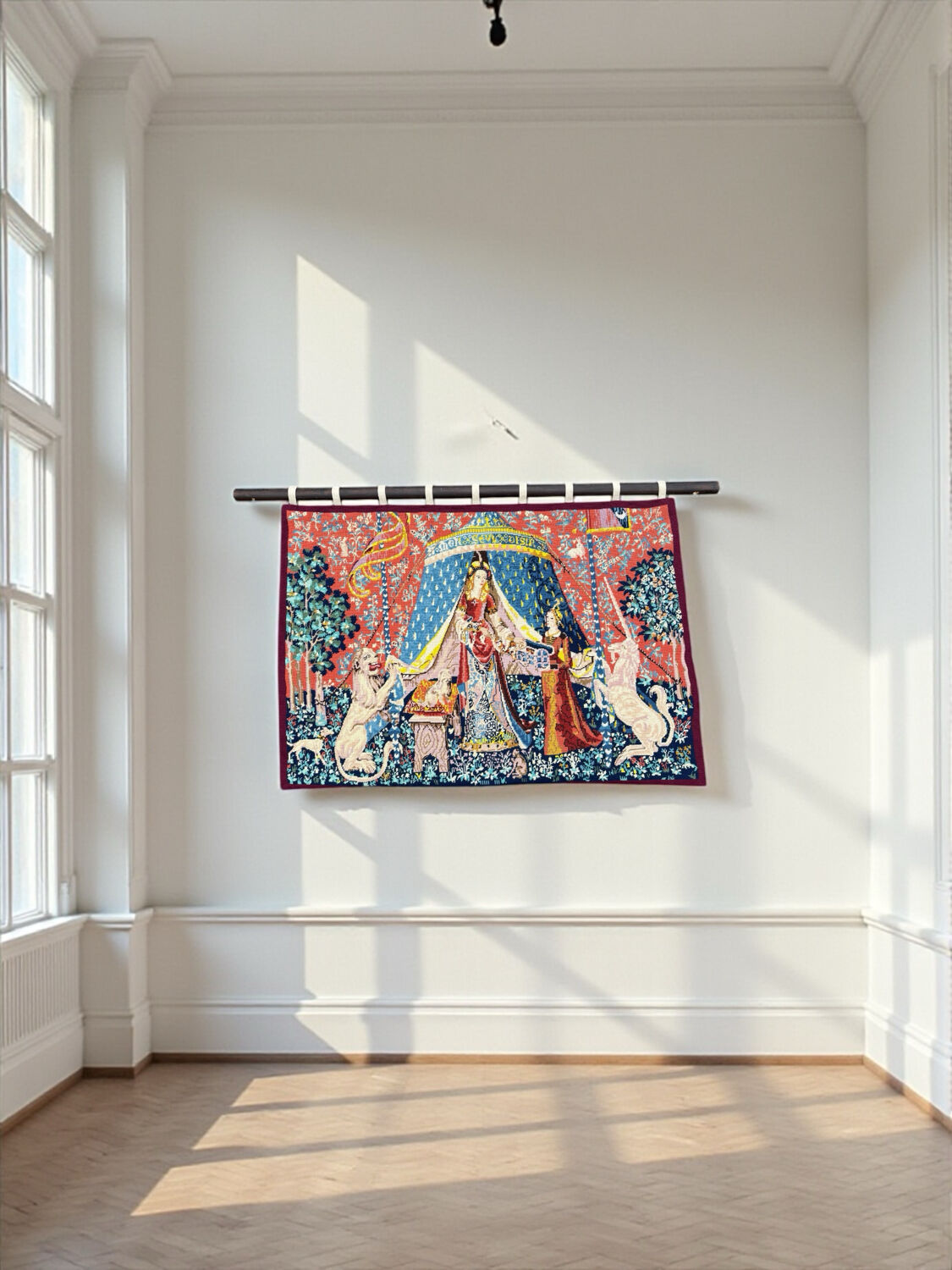Ancient wool tapestry "The Lady and the Unicorn"
