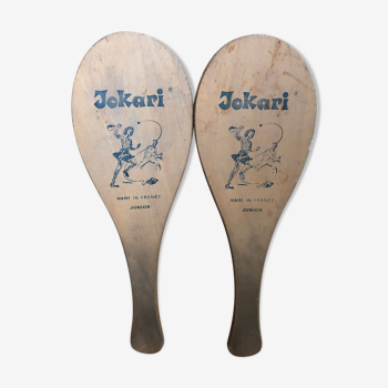 Pair old racket jokari junior wood made in france sport vintage