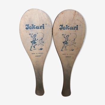 Paire ancienne raquette jokari junior bois made in france sport vintage