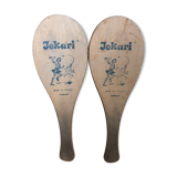 Pair old racket jokari junior wood made in france sport vintage