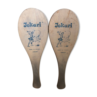 Pair old racket jokari junior wood made in france sport vintage