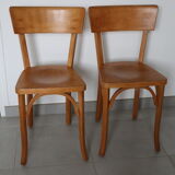 2 Baumann chairs back wide light beech