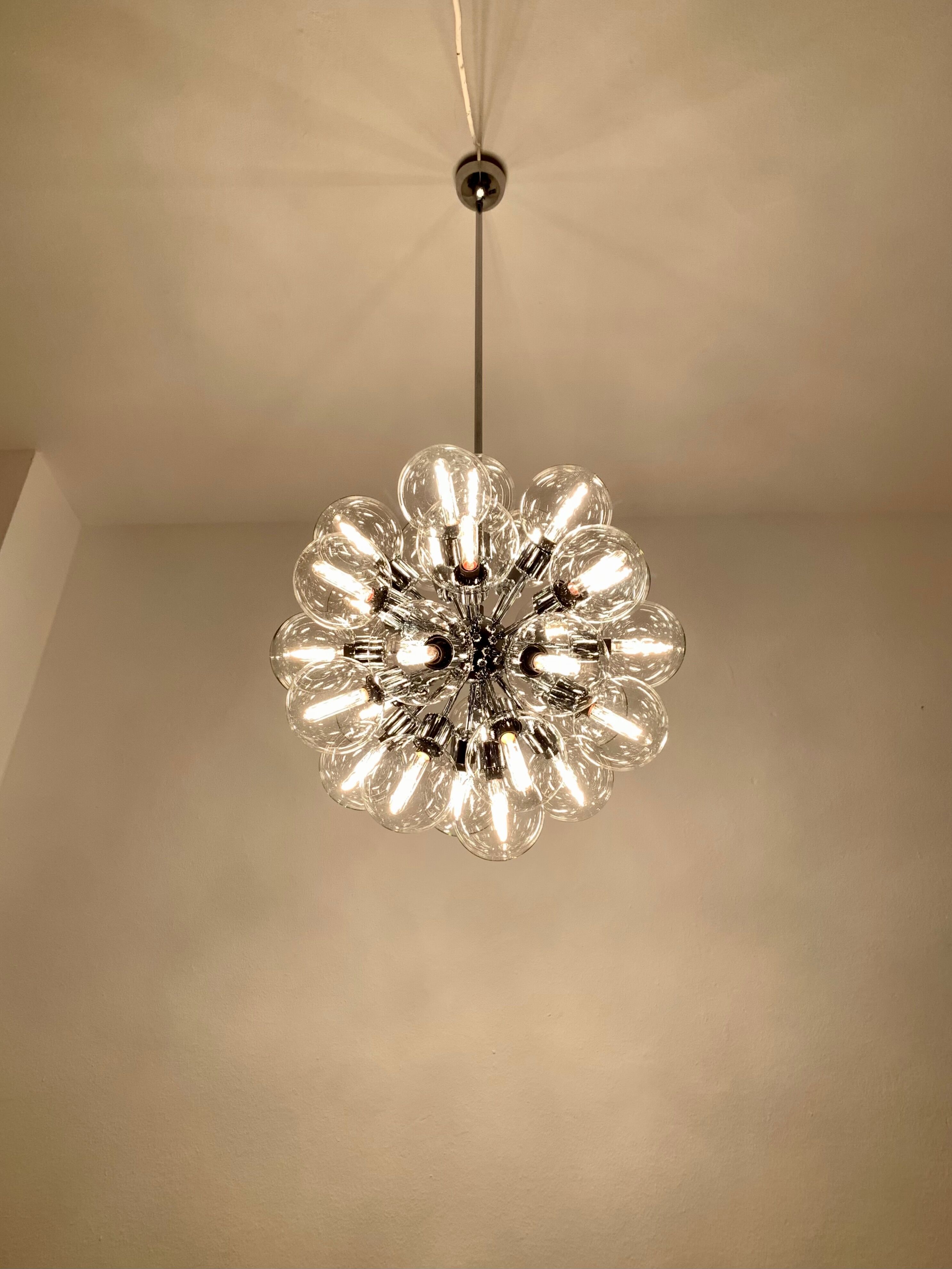 Chromed 1970s Sputnik Chandelier by Motoko Ishii for Staff