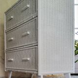 Rattan chest of drawers 70s