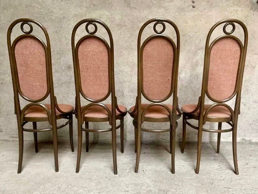 Series of 4 old Thonet bistro chairs in bentwood
