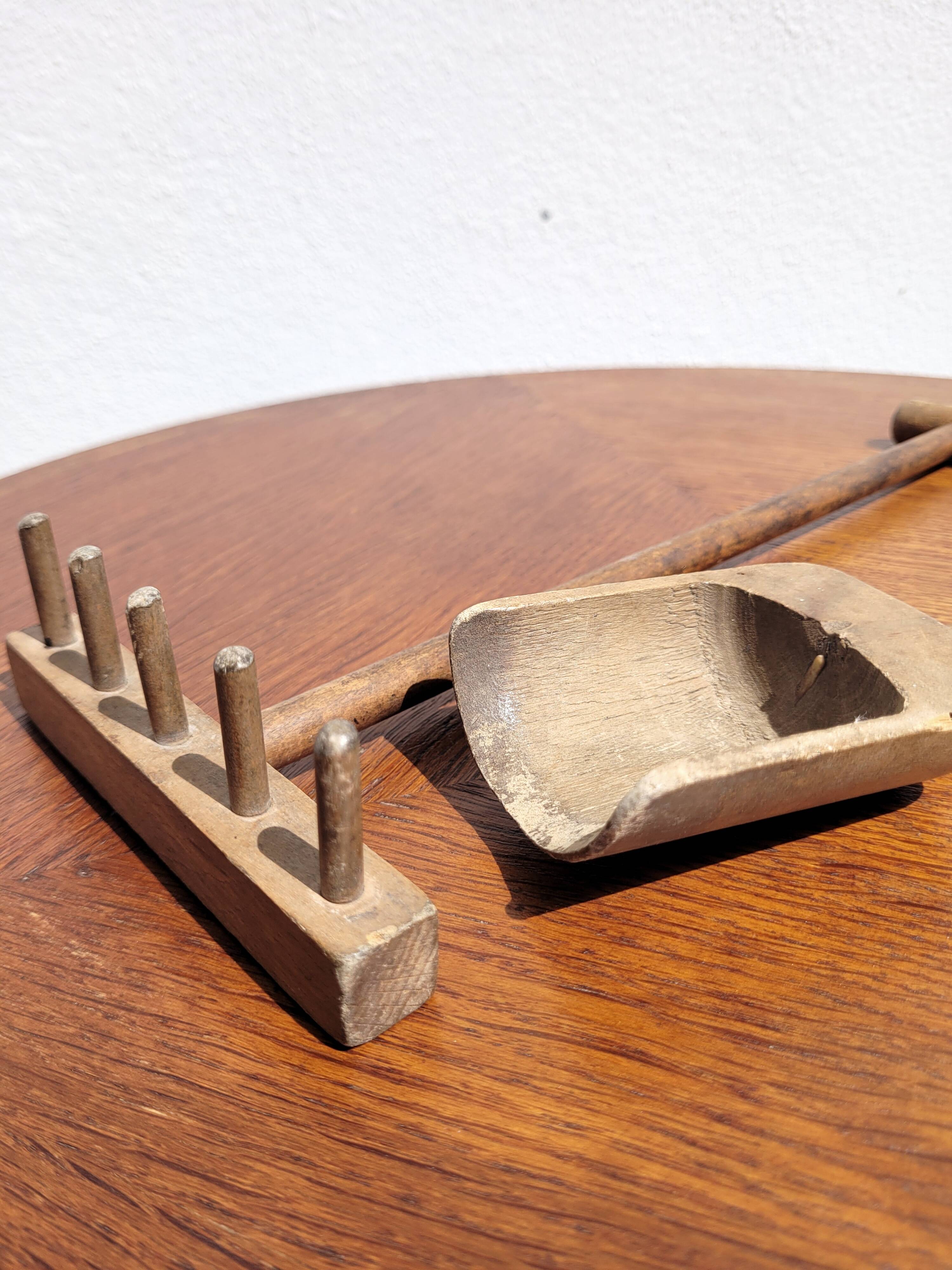 Wooden rake and shovel set for children