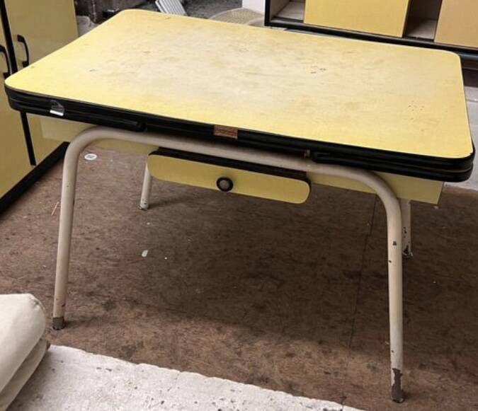 Yellow Formica table from the 1960s.