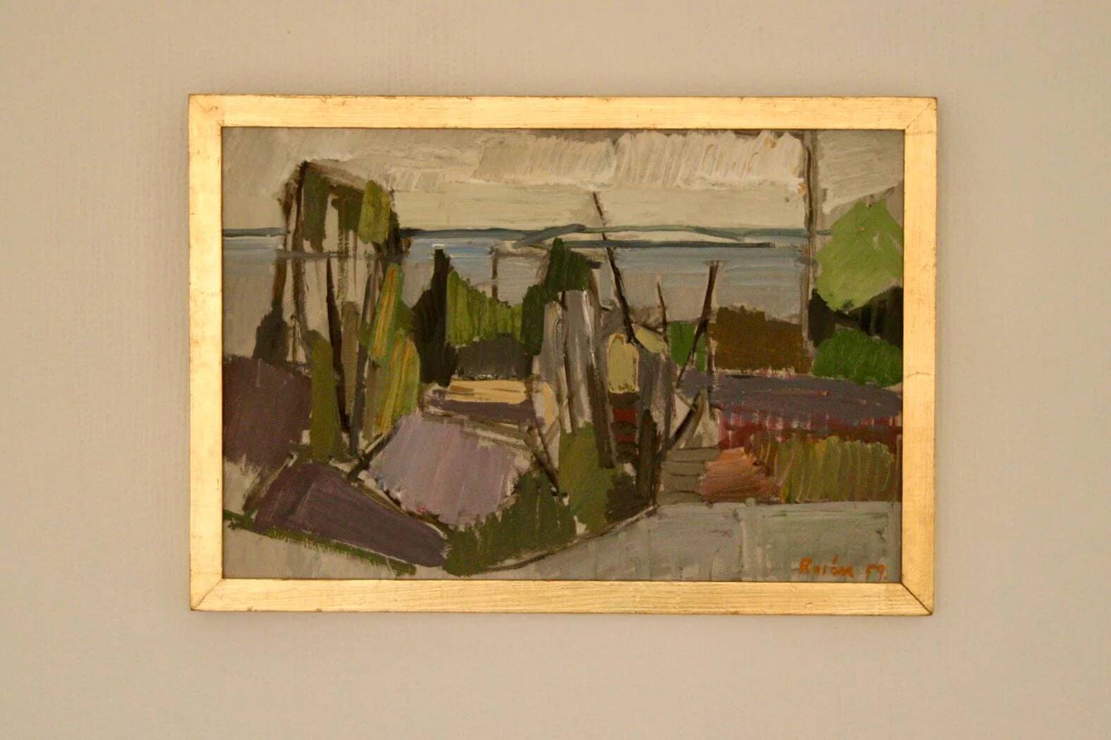Huile sur panneau originale – « Vue » de Sven Olof Rosén – Signée, encadrée 49 × 34