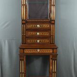 Rare small marquetry display cabinet, louis xvi style – mid 19th century