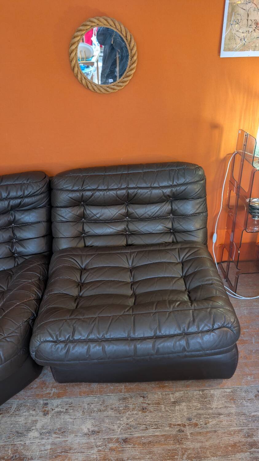 Pair of leather Gamba armchairs from the 1970s.