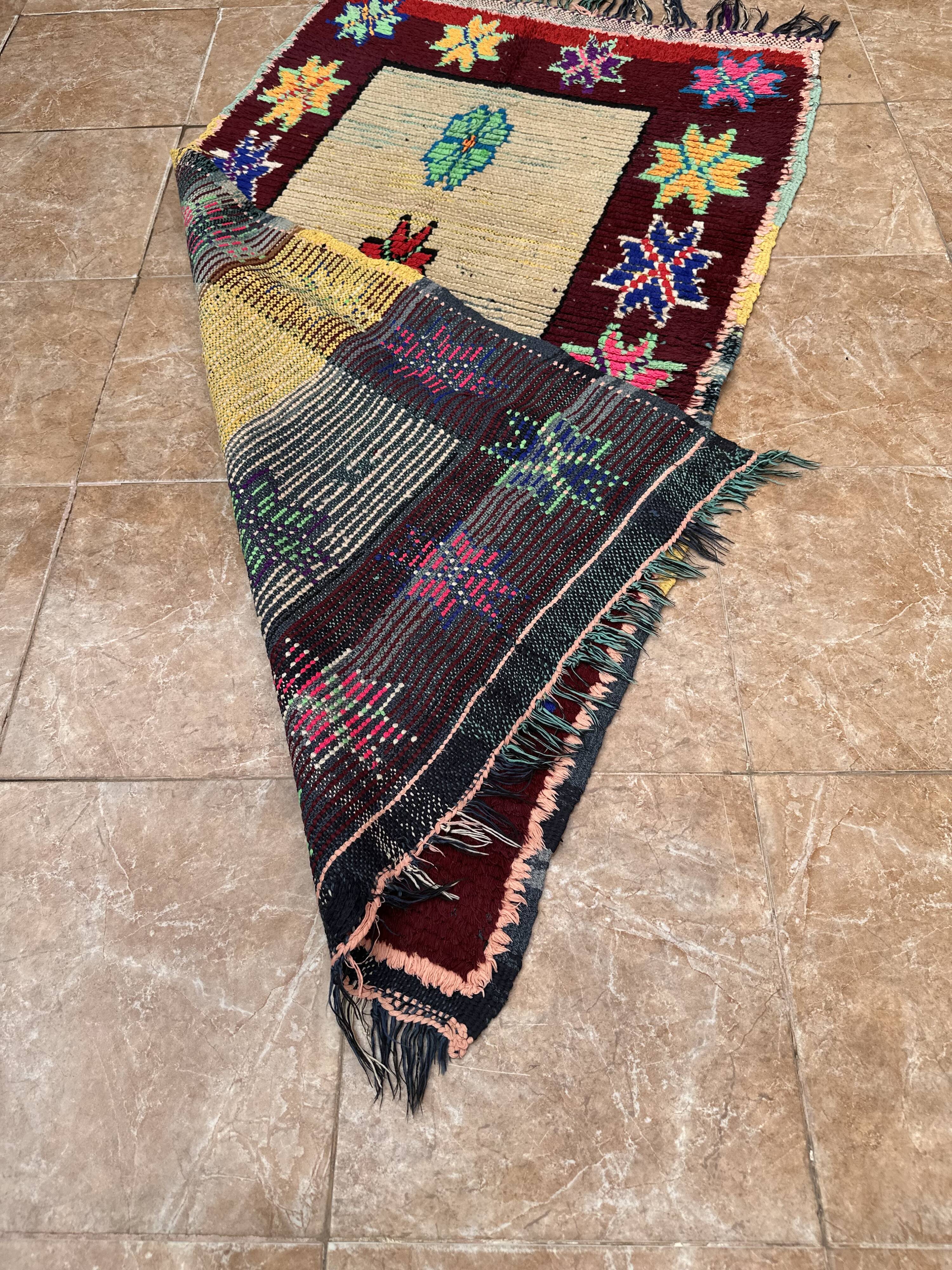 Unique Moroccan Rug - Vintage Art Deco Rug - Boucharouit Rug